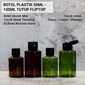 Botol Plastik Flip Top 50ml 100ml (FP5XY)