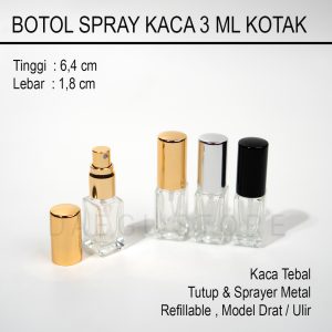 Botol Spray Kaca KOTAK 3ml (SQ3H)